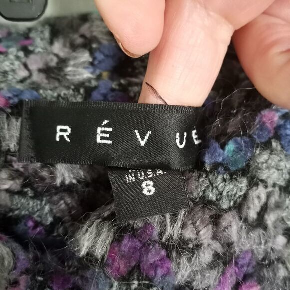 Revue 8 Multclrd Acrylic Wool Mohair Knitted Lngslvs Lined Button Up Women's - Picture 2 of 10